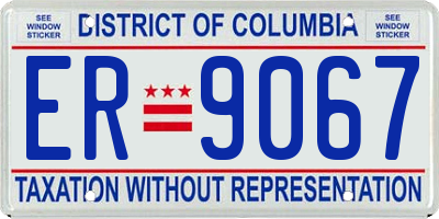 DC license plate ER9067