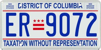 DC license plate ER9072