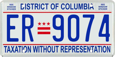 DC license plate ER9074