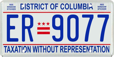 DC license plate ER9077