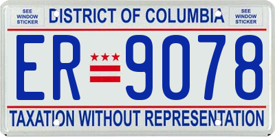 DC license plate ER9078