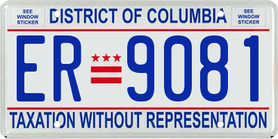 DC license plate ER9081