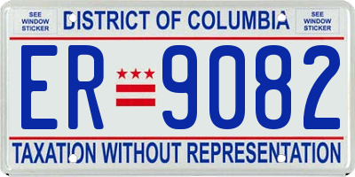 DC license plate ER9082