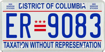 DC license plate ER9083