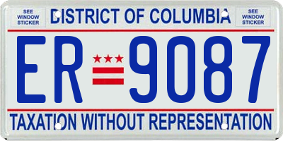 DC license plate ER9087