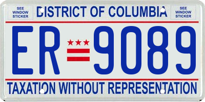 DC license plate ER9089