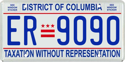 DC license plate ER9090