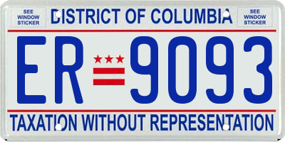 DC license plate ER9093