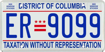 DC license plate ER9099