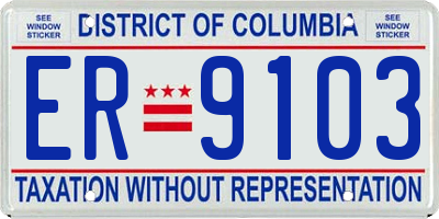 DC license plate ER9103