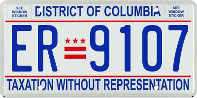 DC license plate ER9107