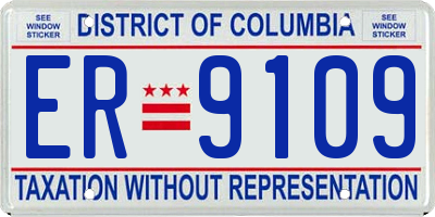 DC license plate ER9109