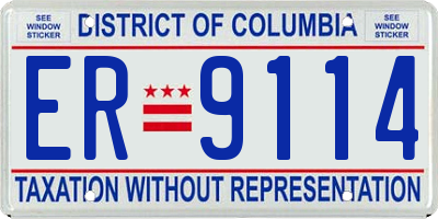 DC license plate ER9114