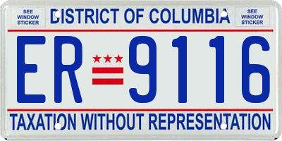 DC license plate ER9116