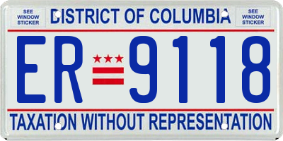 DC license plate ER9118