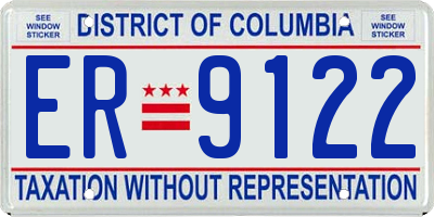 DC license plate ER9122
