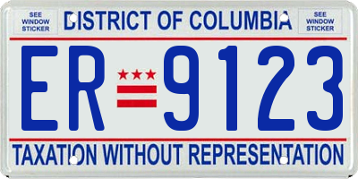 DC license plate ER9123