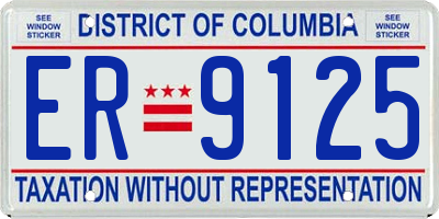 DC license plate ER9125