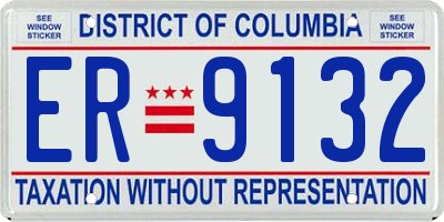 DC license plate ER9132
