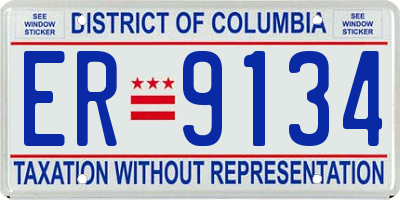 DC license plate ER9134