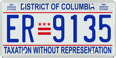 DC license plate ER9135
