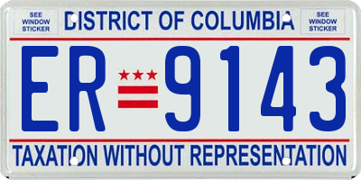 DC license plate ER9143