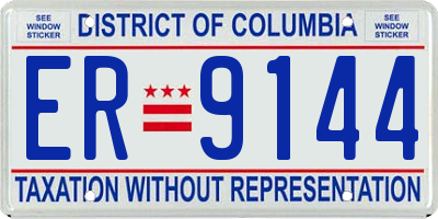 DC license plate ER9144