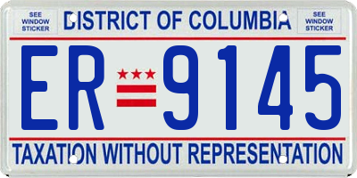 DC license plate ER9145