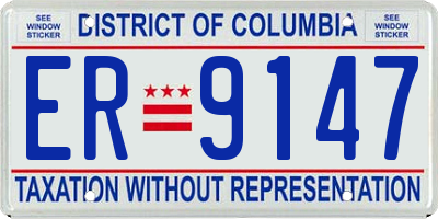 DC license plate ER9147