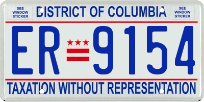 DC license plate ER9154