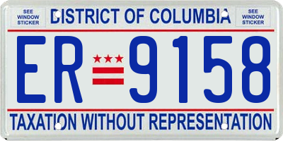 DC license plate ER9158
