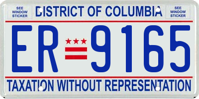 DC license plate ER9165