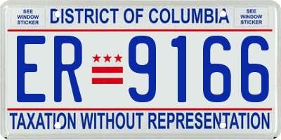 DC license plate ER9166
