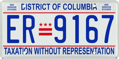 DC license plate ER9167
