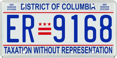 DC license plate ER9168