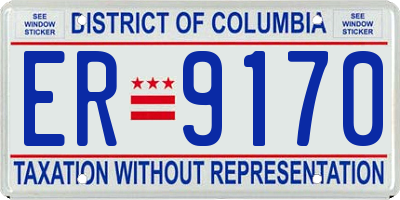 DC license plate ER9170