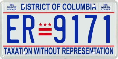 DC license plate ER9171