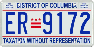 DC license plate ER9172