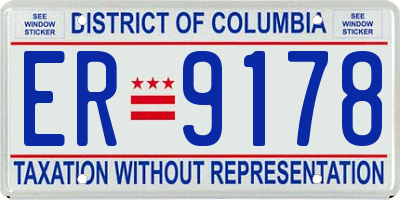 DC license plate ER9178
