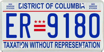 DC license plate ER9180