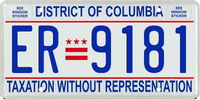 DC license plate ER9181