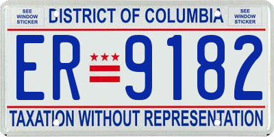 DC license plate ER9182