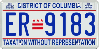 DC license plate ER9183