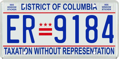 DC license plate ER9184