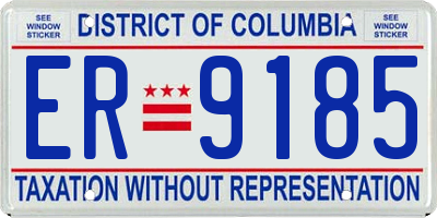 DC license plate ER9185