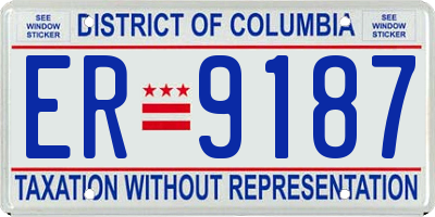 DC license plate ER9187