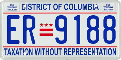 DC license plate ER9188