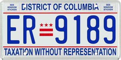 DC license plate ER9189