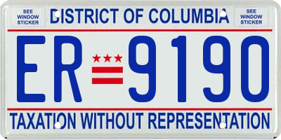 DC license plate ER9190