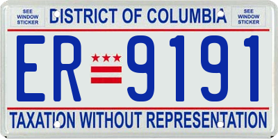 DC license plate ER9191